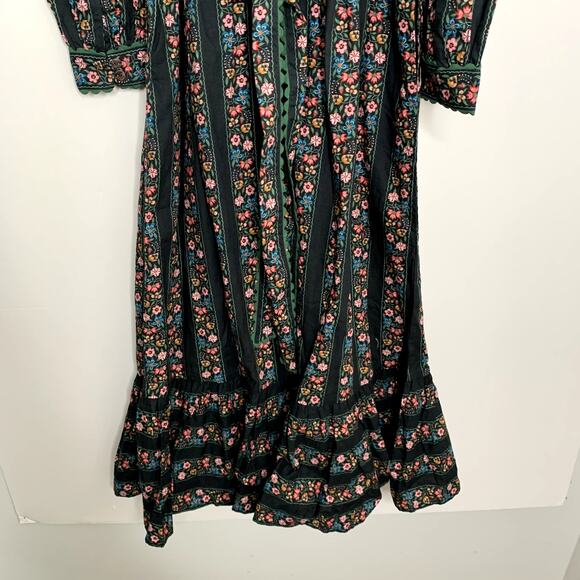 Pink City Prints Savannah Dress Haworth Border Black Womens XS - Picture 13 of 16